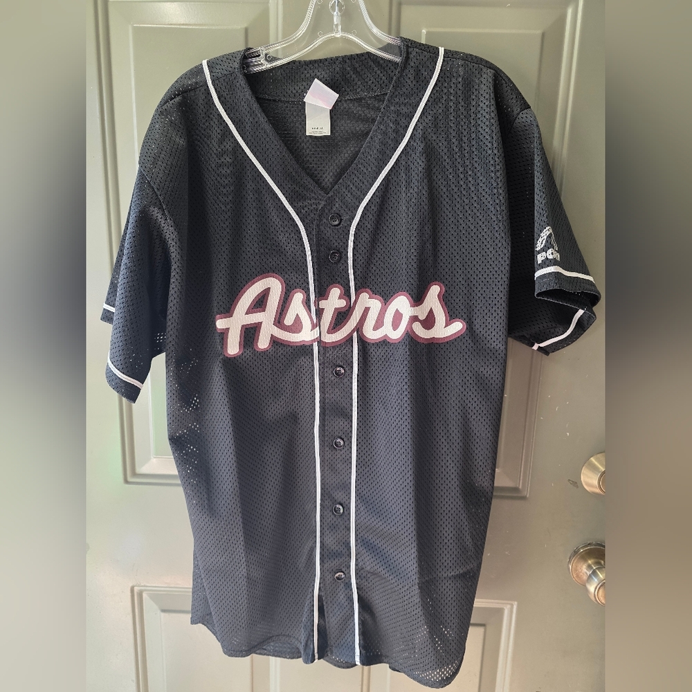 High Five Black Astros Button-Up  Mesh Jersey SZ XL.
